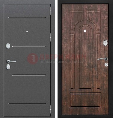 Железная дверь Антик серебро с порошковым напылением и МДФ Тисненый орех ДП-260 в Павловском Посаде