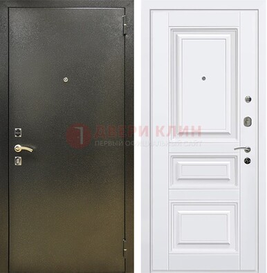 Железная темно-серая дверь с порошковым напылением и белой МДФ ДП-274 в Павловском Посаде