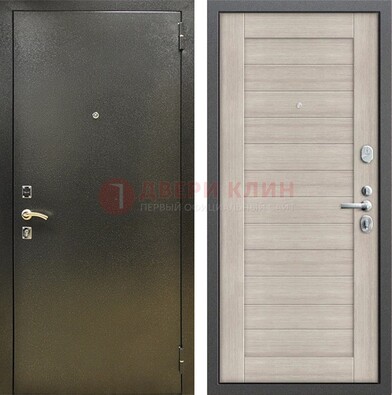 Стальная темно-серая дверь с порошковой отделкой и МДФ панелью ДП-278 в Павловском Посаде