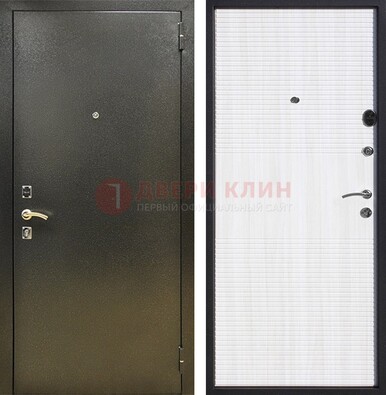 Стальная темно-серая дверь с порошковой отделкой и МДФ Белый ясень ДП-279 в Павловском Посаде