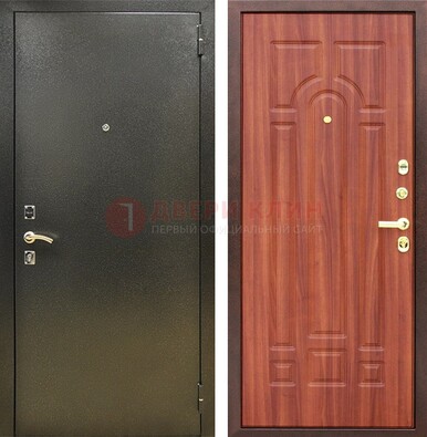 Входная темно-серая дверь с порошковой отделкой и МДФ Миланский орех ДП-281 в Павловском Посаде