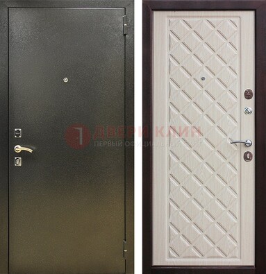 Темно-серая железная дверь с порошковым покрытием и филенчатой МДФ ДП-289 в Павловском Посаде