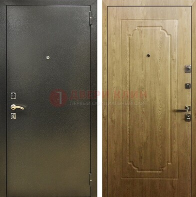 Темно-серая входная дверь с порошковым покрытием и МДФ Золотой дуб ДП-291 в Павловском Посаде