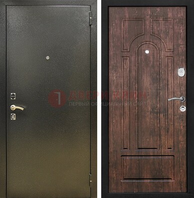 Темно-серая металлическая дверь с порошковым покрытием и МДФ коричневая ДП-292 в Павловском Посаде