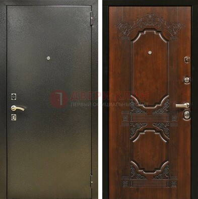 Входная дверь Темное серебро с порошковым покрытием и МДФ с узором ДП-293 в Павловском Посаде