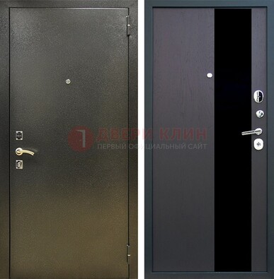 Входная темная дверь с порошковым покрытием и МДФ со стеклом ДП-294 в Павловском Посаде