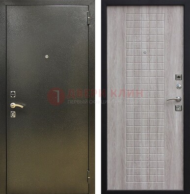 Железная темная дверь с порошковым покрытием и филенчатой МДФ ДП-297 в Павловском Посаде