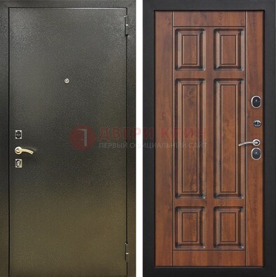 Металлическая входная темная дверь с порошковым напылением и МДФ ДП-299 в Павловском Посаде