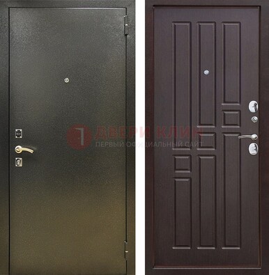 Входная темно-серая дверь с порошковым напылением и коричневой МДФ ДП-301 в Павловском Посаде