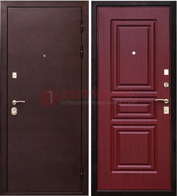 Бордовая входная дверь с порошковым окрасом ДП-36 в Бронницах