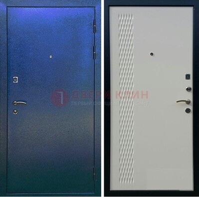 Синяя железная дверь с порошковым напылением ДП-49 в Павловском Посаде