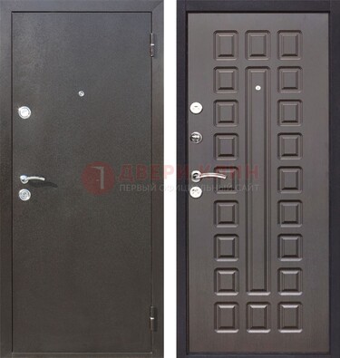 Коричневая железная дверь с порошковым окрасом ДП-63 в Павловском Посаде