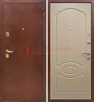 Коричневая металлическая дверь с порошковым окрасом ДП-76 в Рязани