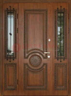 Парадная распашная стальная дверь Винорит со стеклом ДПР-106 в Павловском Посаде