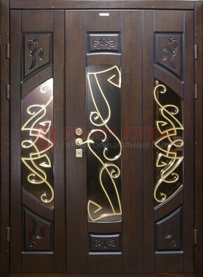 Парадная дверь со стеклом и ковкой ДПР-1 в каркасный дом в Павловском Посаде