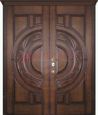 Утепленная коричневая стальная парадная дверь ДПР-51 в Павловском Посаде