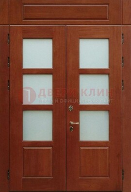 Металлическая парадная дверь со стеклом ДПР-69 для загородного дома в Павловском Посаде