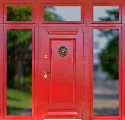 Красная парадная дверь для частного дома ДПР-88 в Павловском Посаде
