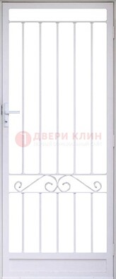 Белая стальная решетчатая дверь с волютами ДР-30 в Павловском Посаде