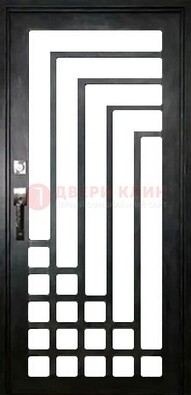 Черная стальная решетчатая дверь в современном стиле ДР-43 в Павловском Посаде