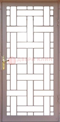 Коричневая металлическая решетчатая дверь для дома ДР-47 в Павловском Посаде