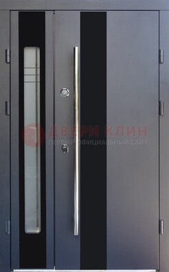 Серая стальная дверь со стеклом ДС-11 в Павловском Посаде