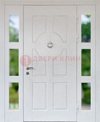 Белая стальная дверь со стеклом и фрамугами ДС-20 в Павловском Посаде