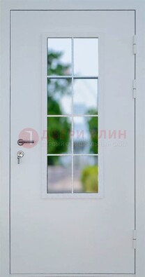 Белая железная дверь порошок со стеклом ДС-31 в Павловском Посаде