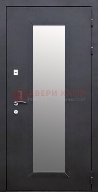 Черная стальная дверь порошок со стеклом ДС-33 в Павловском Посаде