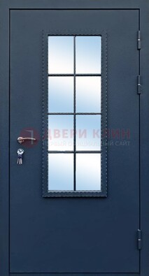 Темная металлическая дверь порошок со стеклом ДС-34 в Павловском Посаде