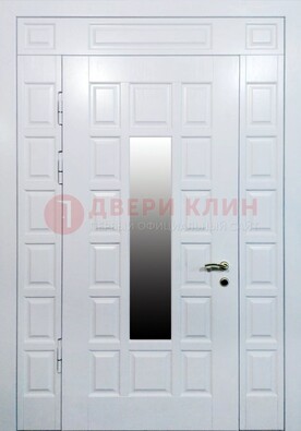 Белая входная дверь с МДФ панелью и стеклом ДС-56 в Павловском Посаде