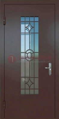 Входная металлическая дверь со стеклом для дома ДС-6 в Павловском Посаде