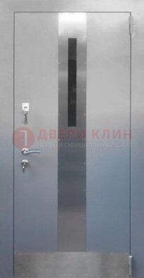 Серая металлическая дверь со стеклом ДС-74 в Павловском Посаде