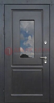 Чёрная металлическая дверь со стеклом ДС-77 в Павловском Посаде
