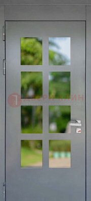 Серая металлическая дверь со стеклом ДС-78 в Павловском Посаде