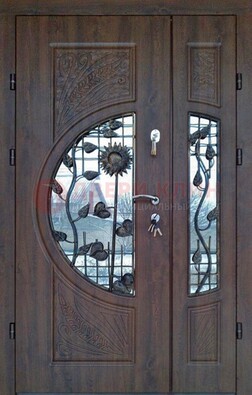 Входная дверь стекло с ковкой и резьбой ДСК-202 в Павловском Посаде