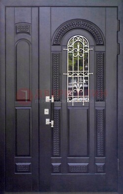 Входная дверь Винорит со стеклом и ковкой с узором ДСК-270 в Павловском Посаде