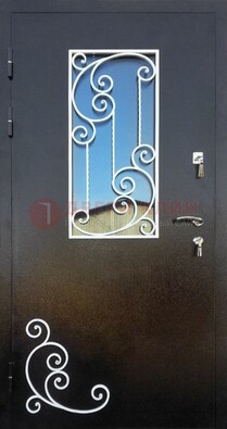Входная дверь Порошок со стеклом и ковкой ДСК-278 в Луховицах