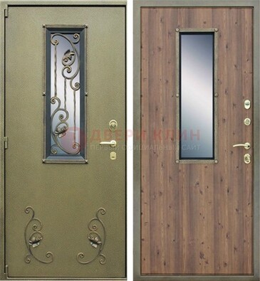 Офисная железная дверь со стеклом и ковкой ДСК-44 в Павловском Посаде
