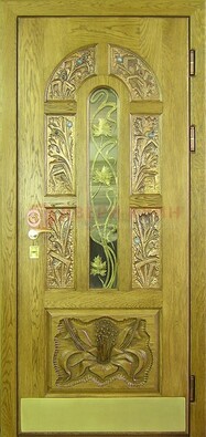 Металлическая дверь со стеклом и ковкой ДСК-90 в гостиницу в Павловском Посаде