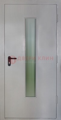 Белая металлическая противопожарная дверь со стеклянной вставкой ДТ-2 в Павловском Посаде