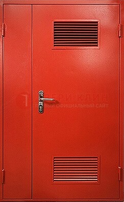 Красная железная техническая дверь с вентиляционными решетками ДТ-4 в Чебоксарах