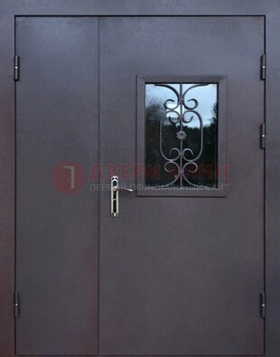 Тамбурная дверь Порошок со стеклом и ковкой ДТМ-48 в Павловском Посаде