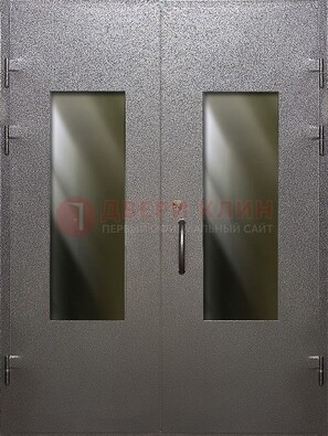 Серая тамбурная дверь со стеклянными вставками ДТМ-8 в Павловском Посаде