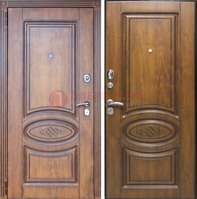 Коричневая металлическая дверь с виноритом ДВТ-10 в Павловском Посаде