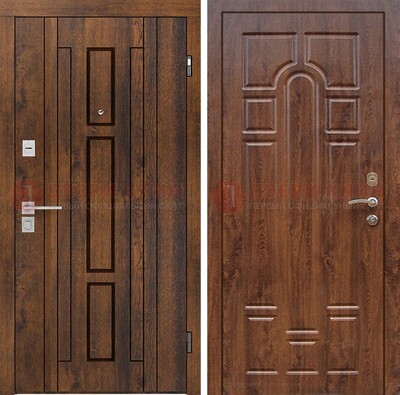 Стальная коричневая дверь с МДФ и коричневой МДФ внутри ДМ-1388 в Павловском Посаде