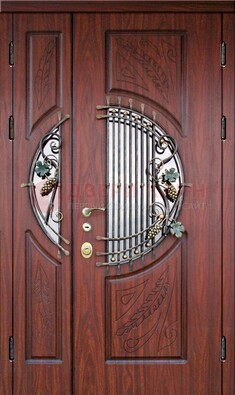 Железная дверь с виноритом и стеклом с ковкой ДВТ-170 в Павловском Посаде
