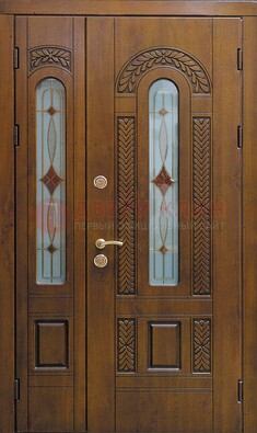 Темная стальная дверь с виноритом и стеклом ДВТ-179 в Павловском Посаде