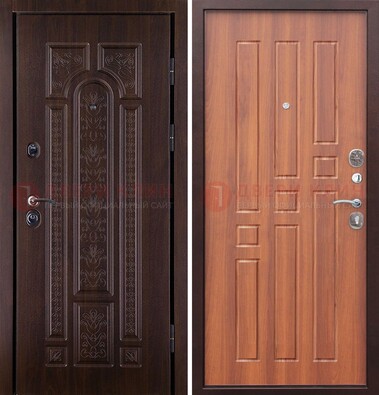 Темная металлическая дверь с виноритом и узором ДВТ-224 в Павловском Посаде