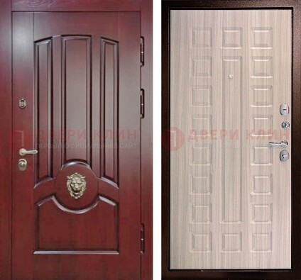 Темно-красная входная дверь с виноритом ДВТ-234 в Павловском Посаде